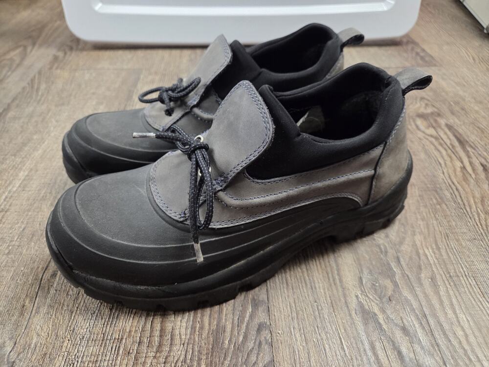 Lands' End Women's Rain Moccasins Gray Duck Slip-On Waterproof Shoes 9.5